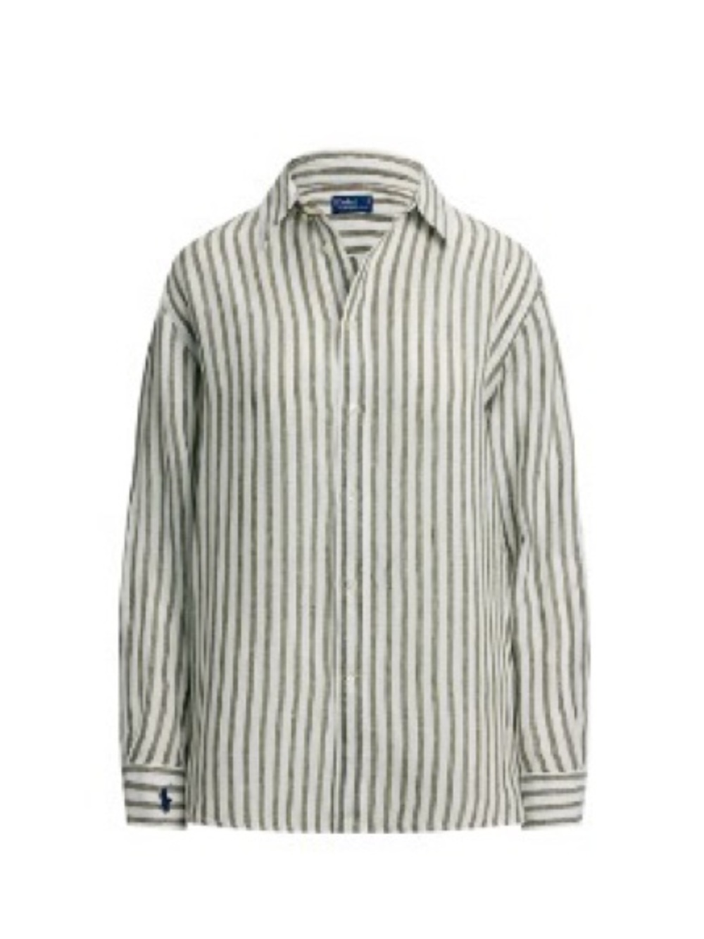 Polo by Ralph Lauren Oversized Linen Button-Down Shirt White and Sage Green